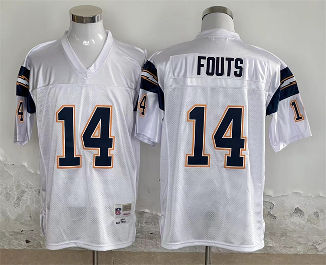 Men's Los Angeles Chargers #14 Dan Fouts White Throwback Football Stitched Jersey